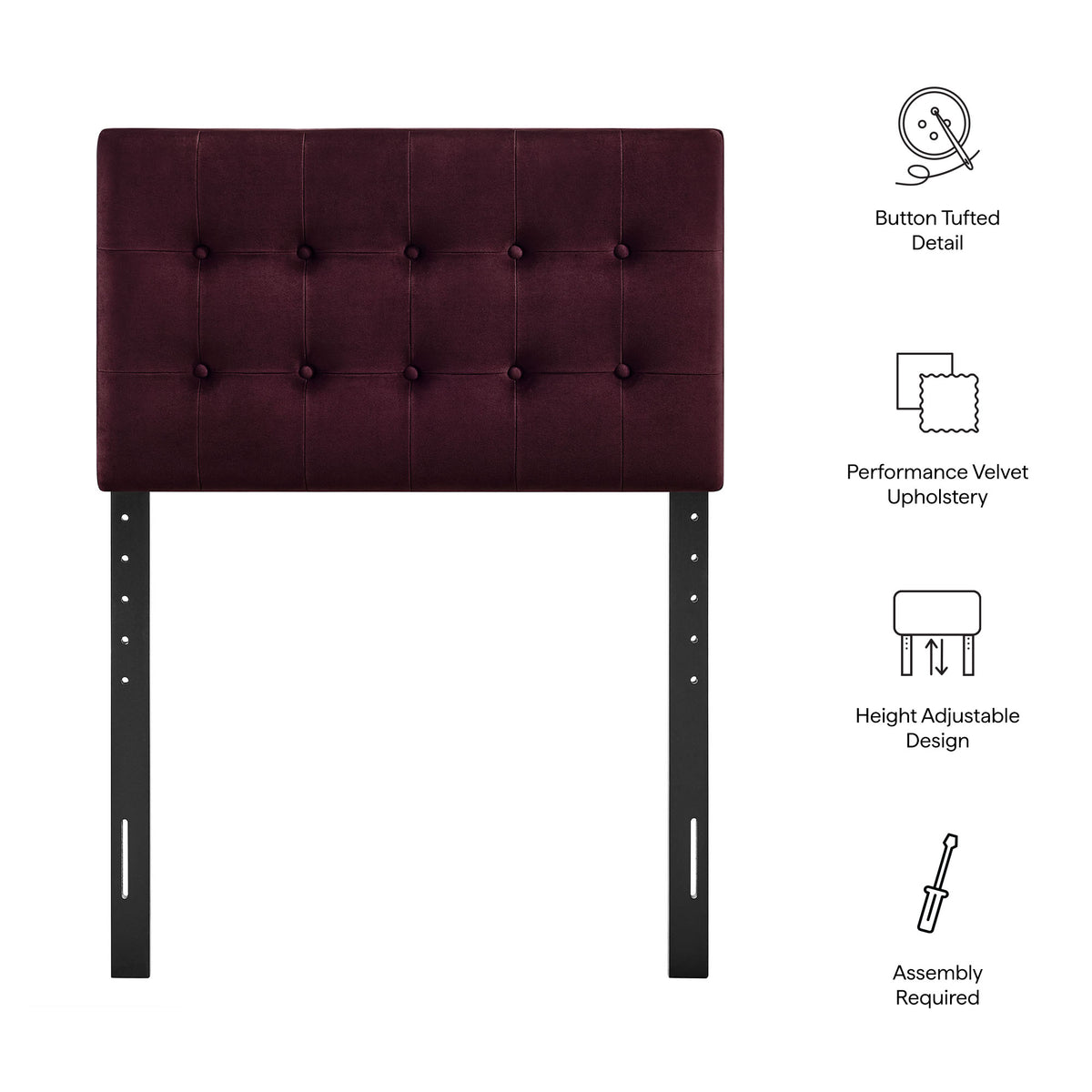 Emily Stain-Resistant Performance Velvet Twin Size Headboard by Modway