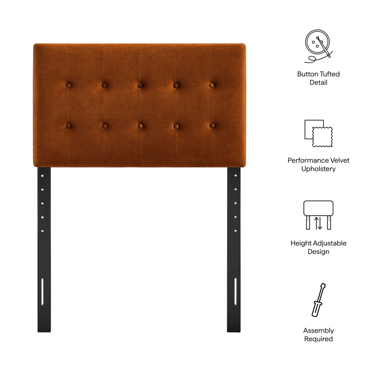 Emily Stain-Resistant Performance Velvet Twin Size Headboard by Modway