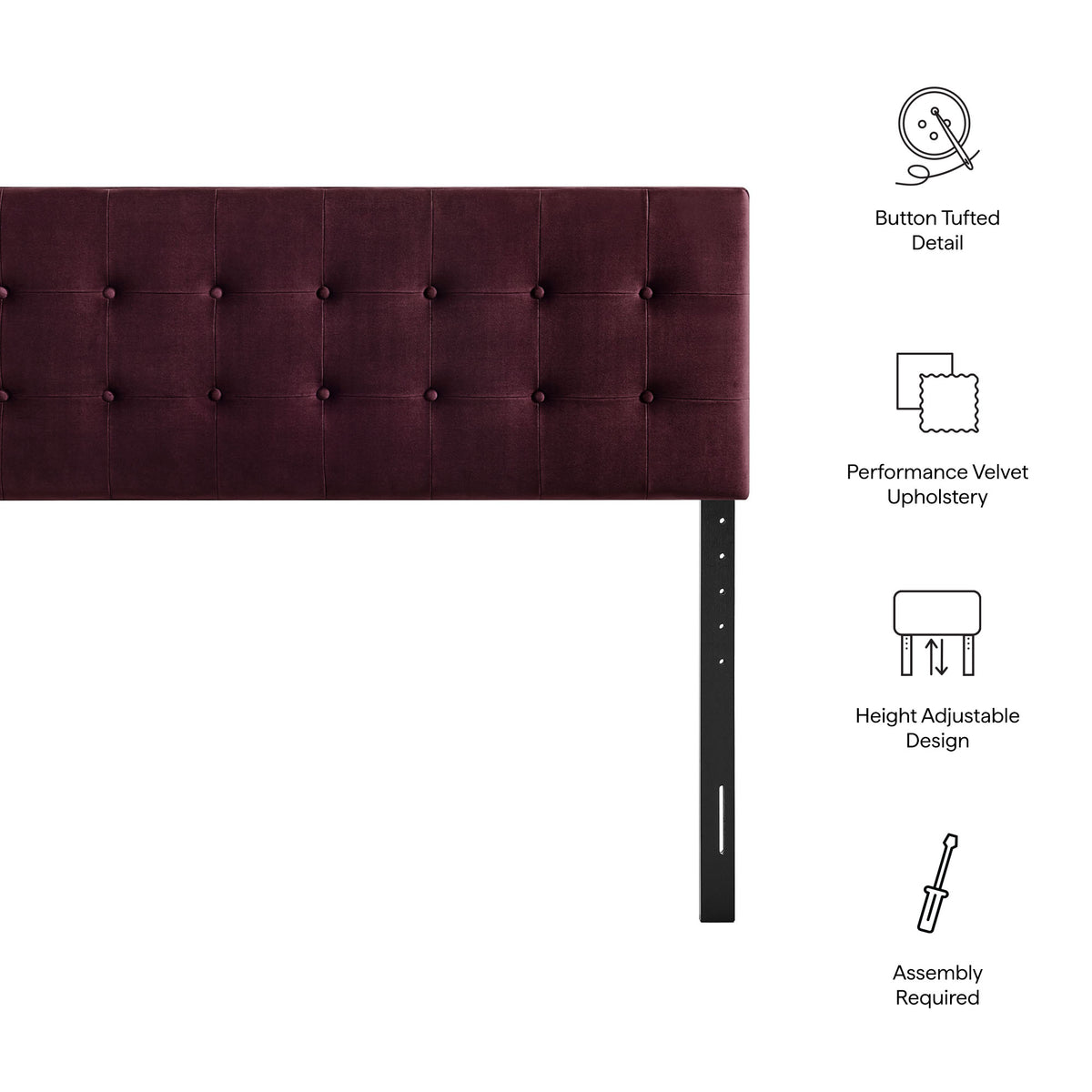 Emily Stain-Resistant Performance Velvet Queen Size Headboard by Modway