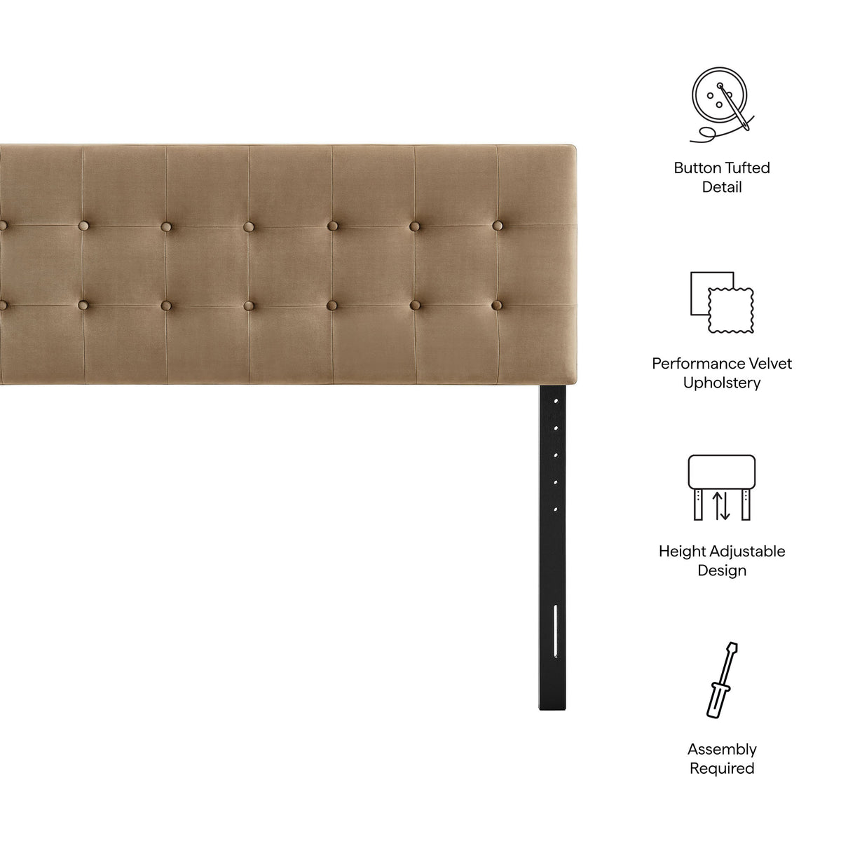 Emily Stain-Resistant Performance Velvet Queen Size Headboard by Modway
