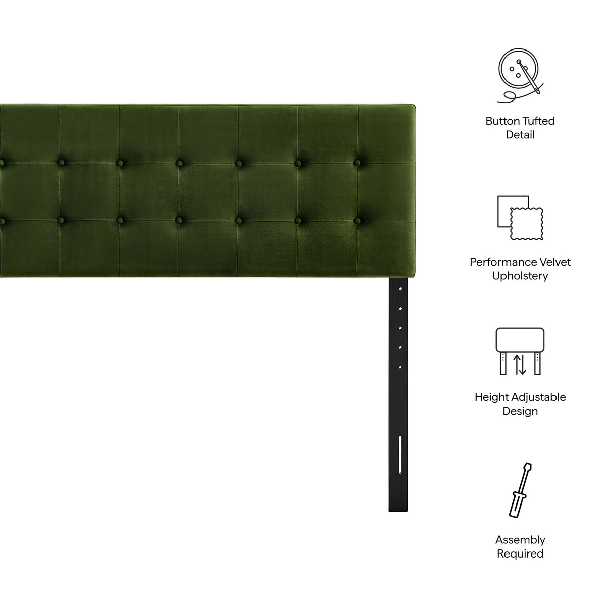 Emily Stain-Resistant Performance Velvet King Size Headboard by Modway