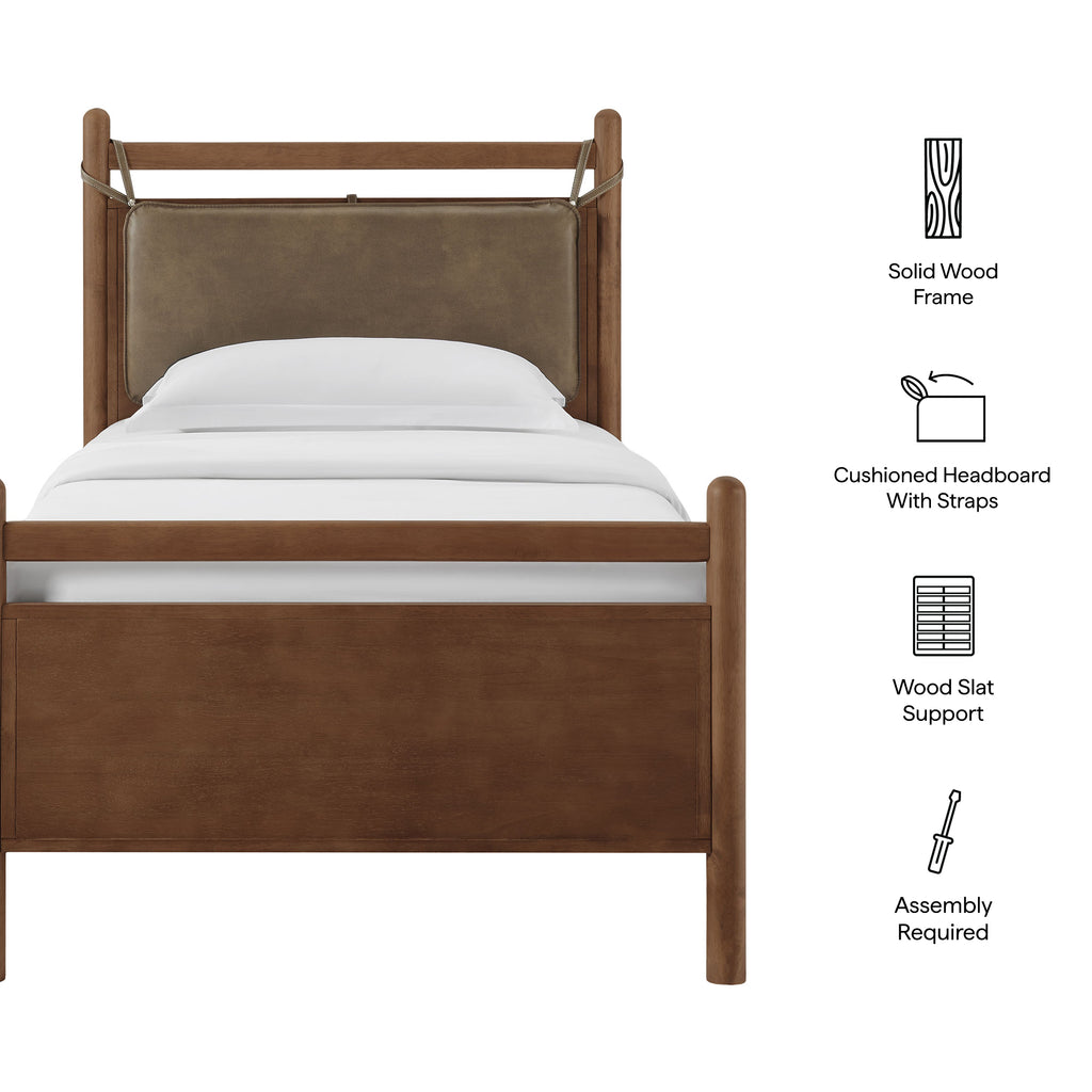 Leni Twin Size Vegan Leather and Wood Platform Bed Frame by Modway