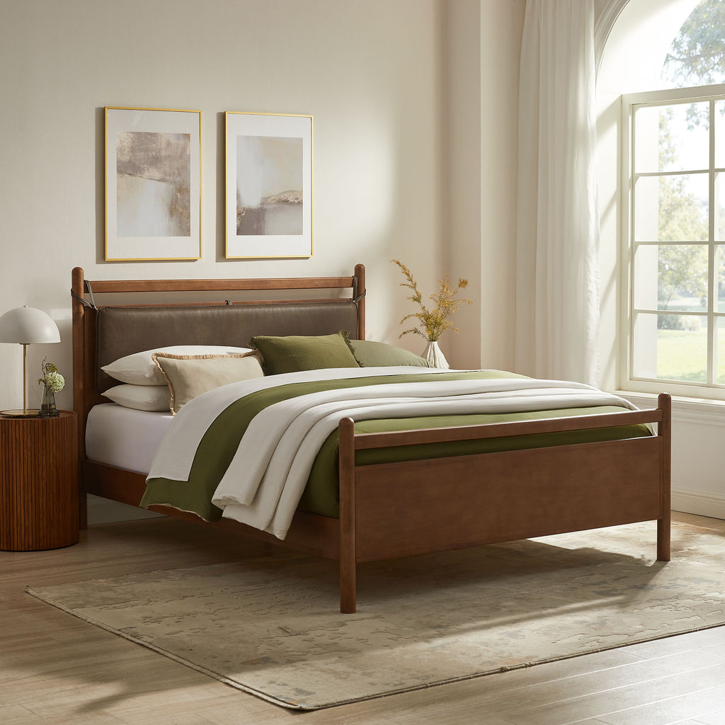 Leni King Size Vegan Leather and Wood Platform Bed Frame by Modway