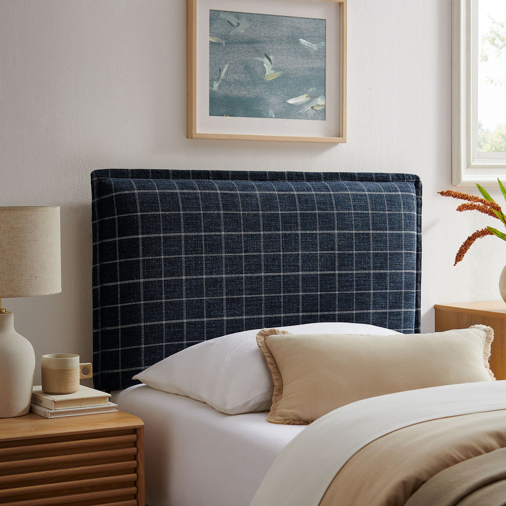 Camille Checkered Linen Blend Twin Size Headboard by Modway