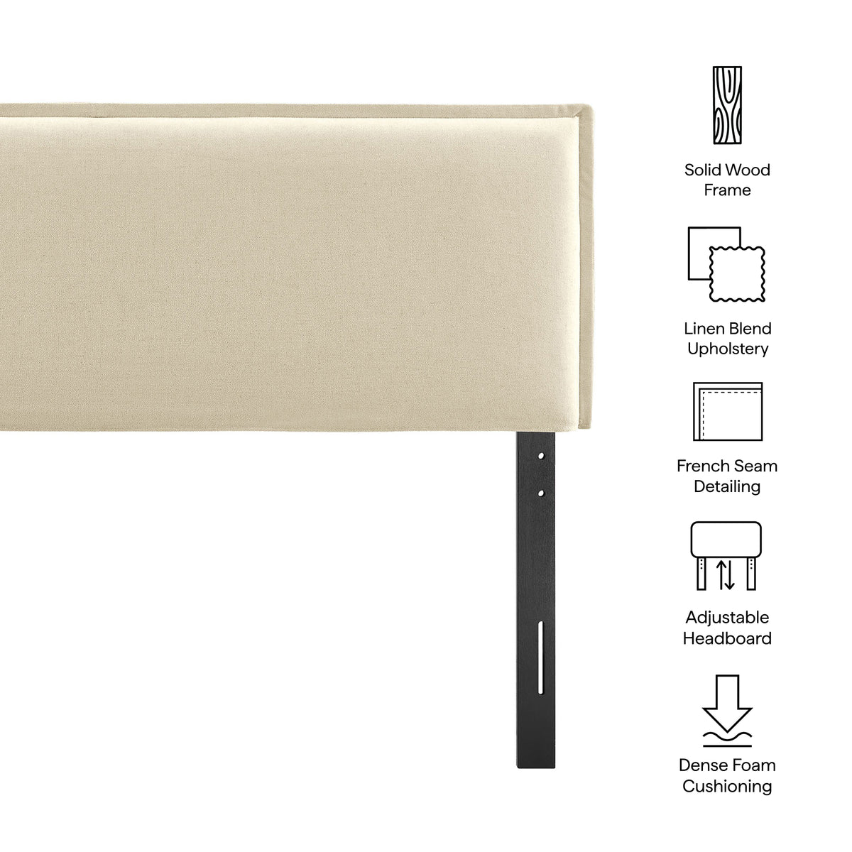 Camille Upholstered Linen Blend Queen Size Headboard by Modway