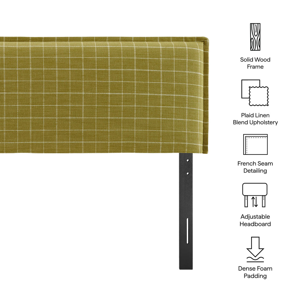 Camille Checkered Linen Blend Queen Size Headboard by Modway