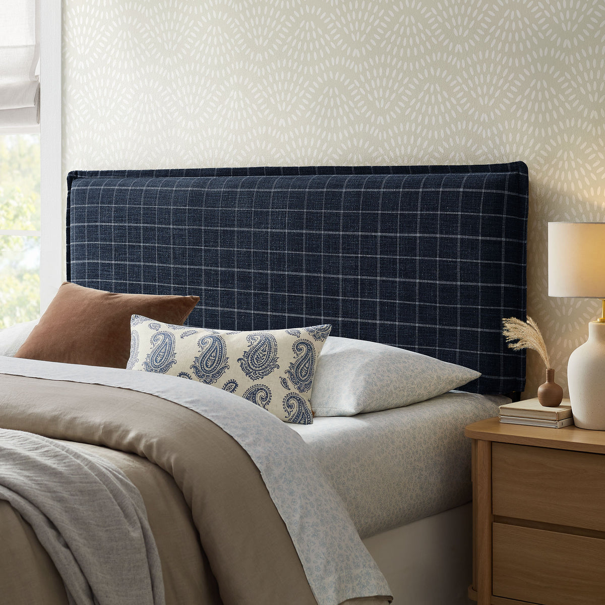 Camille Checkered Linen Blend Queen Size Headboard by Modway
