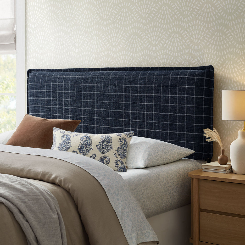 Camille Checkered Linen Blend King Size Headboard by Modway