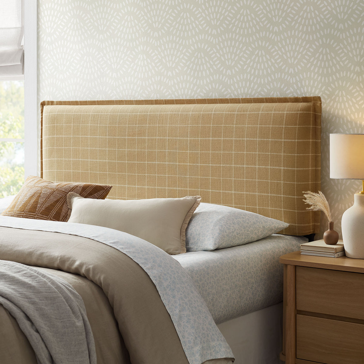 Camille Checkered Linen Blend King Size Headboard by Modway