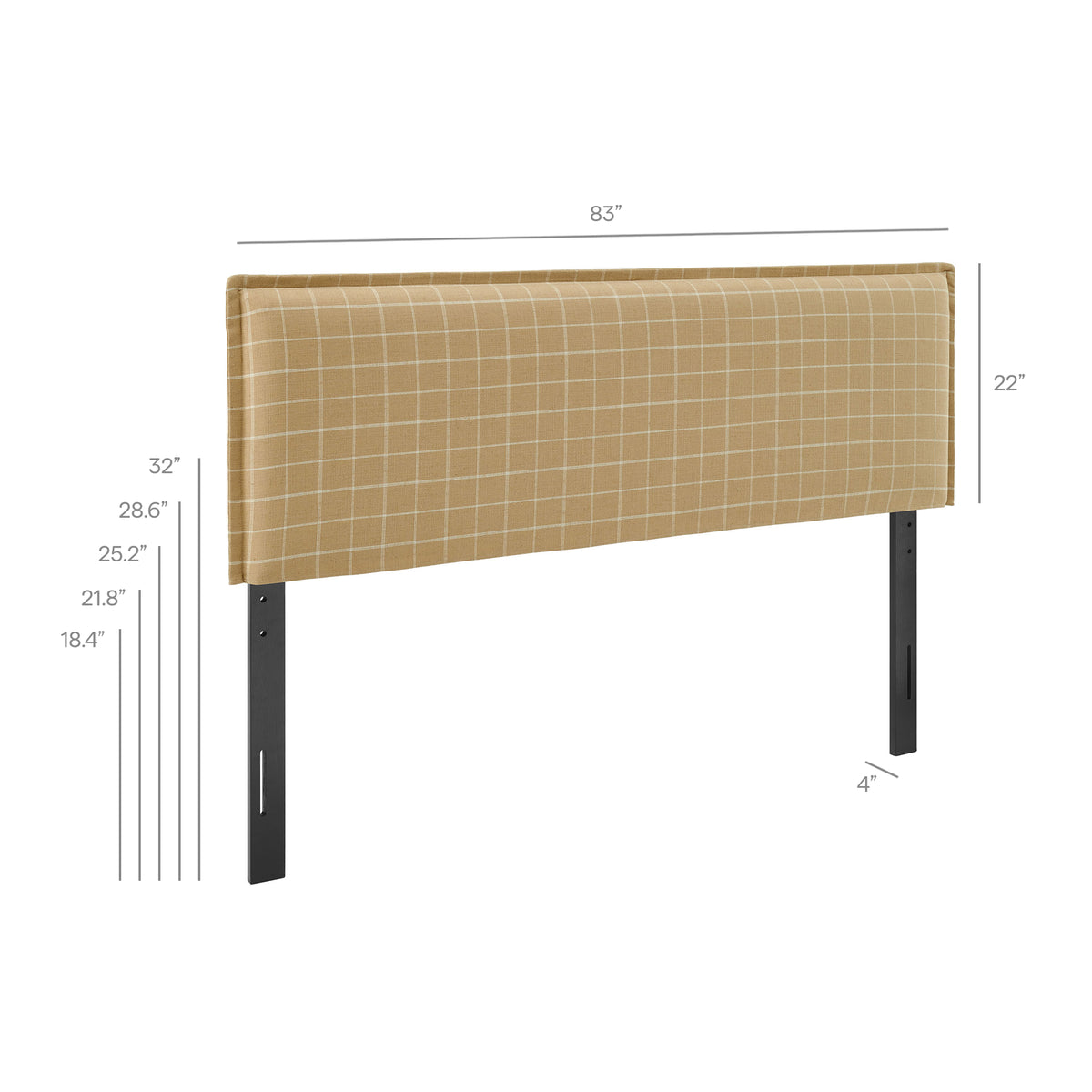 Camille Checkered Linen Blend King Size Headboard by Modway