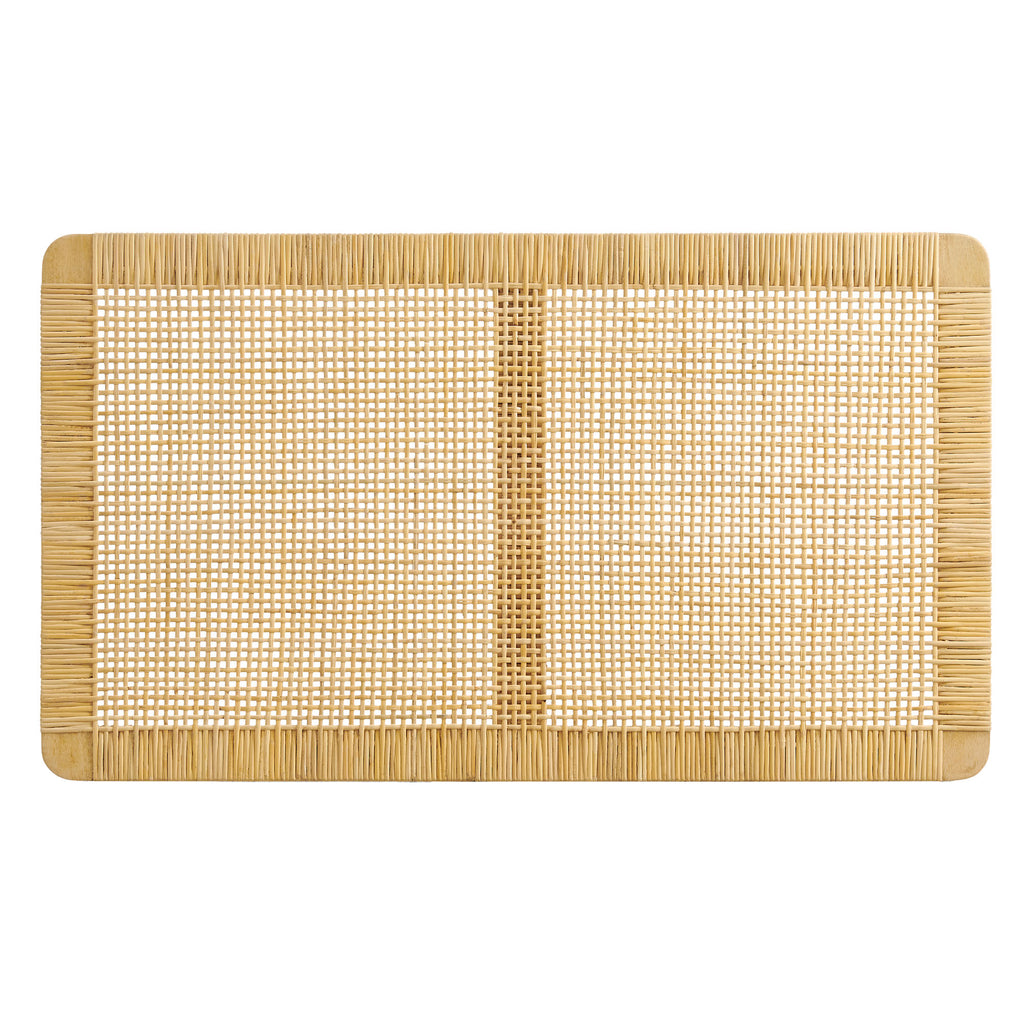 Sandy Wall Mounted Wood and Rattan Twin Size Headboard by Modway