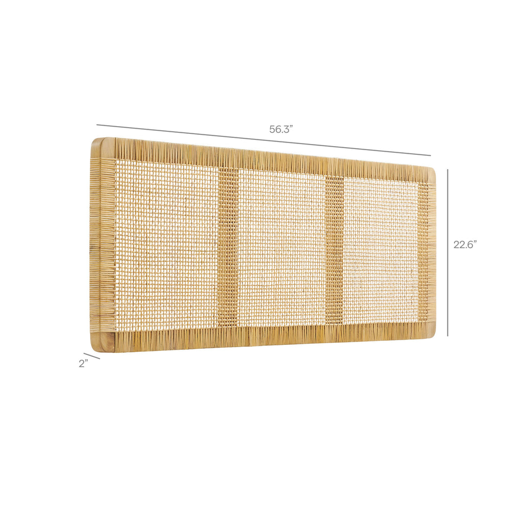 Sandy Wall Mounted Wood and Rattan Full Size Headboard by Modway