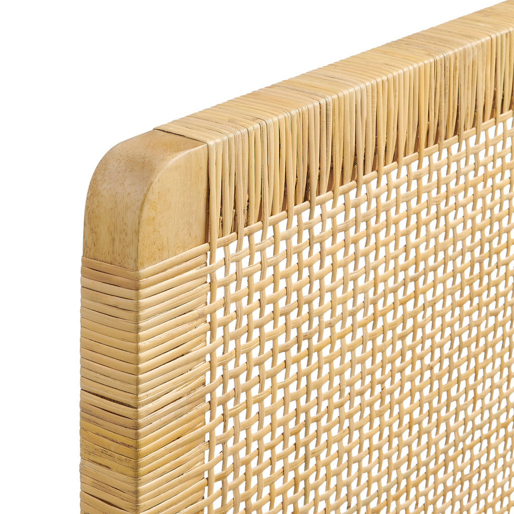 Sandy Wall Mounted Wood and Rattan Queen Size Headboard by Modway