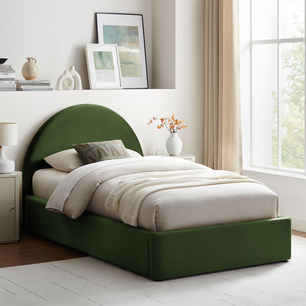 Resort Twin Arched Performance Velvet Storage Platform Bed Frame by Modway