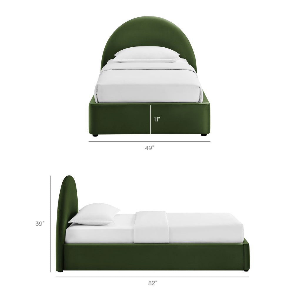 Resort Twin Arched Performance Velvet Storage Platform Bed Frame by Modway