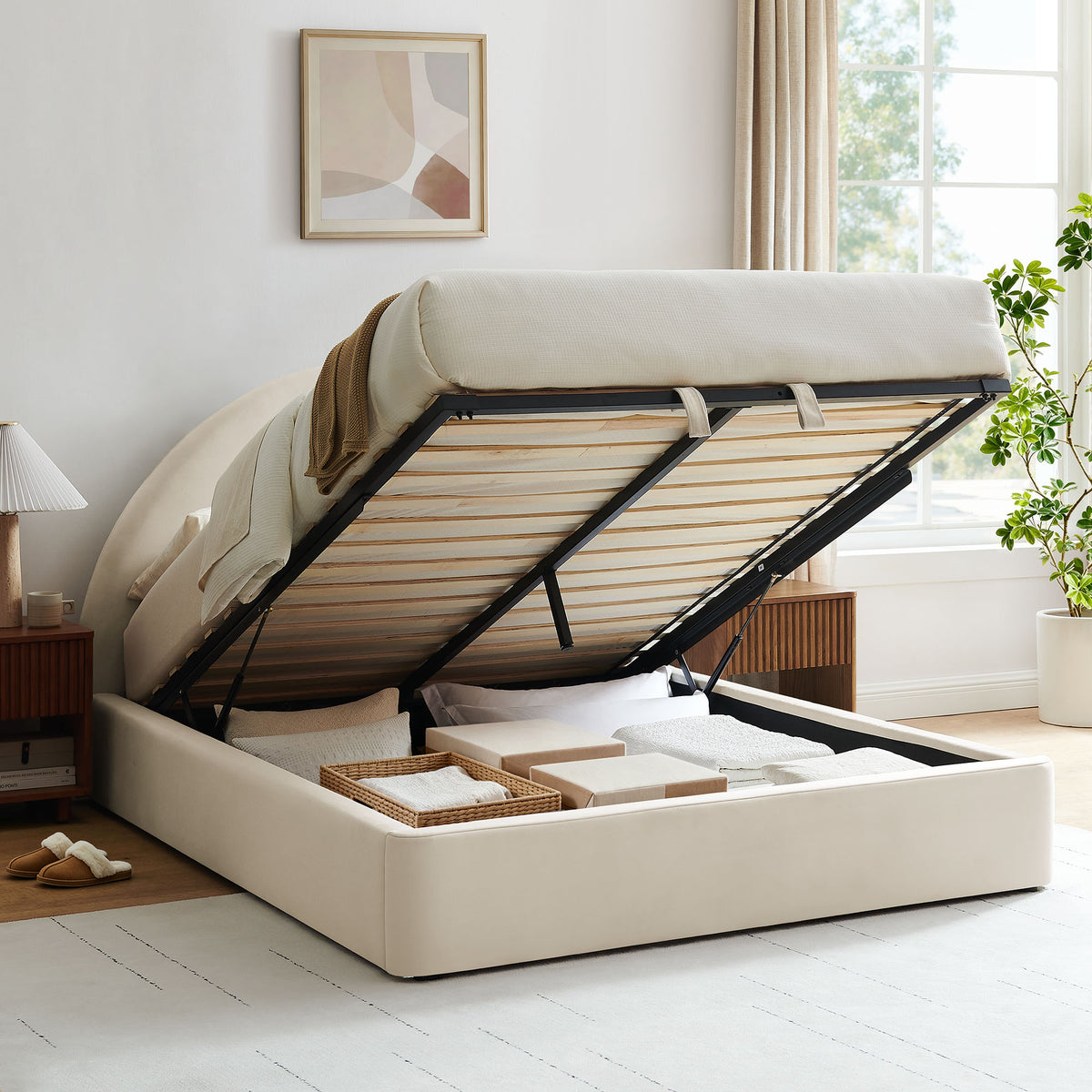 Resort Full Arched Performance Velvet Storage Platform Bed Frame by Modway