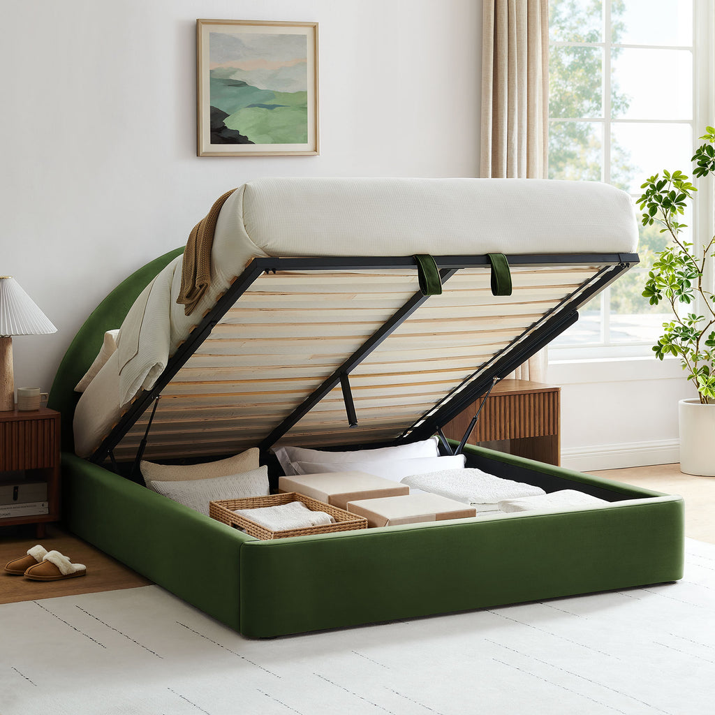 Resort Full Arched Performance Velvet Storage Platform Bed Frame by Modway