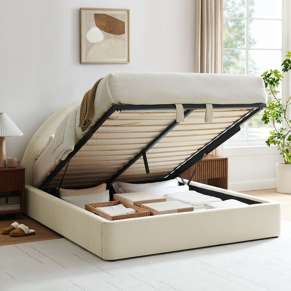 Resort Full Arched Upholstered Fabric Storage Platform Bed Frame by Modway