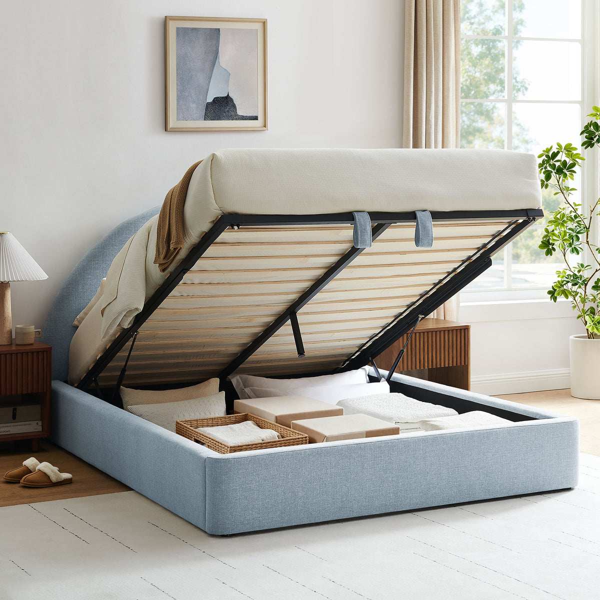 Resort Full Arched Upholstered Fabric Storage Platform Bed Frame by Modway