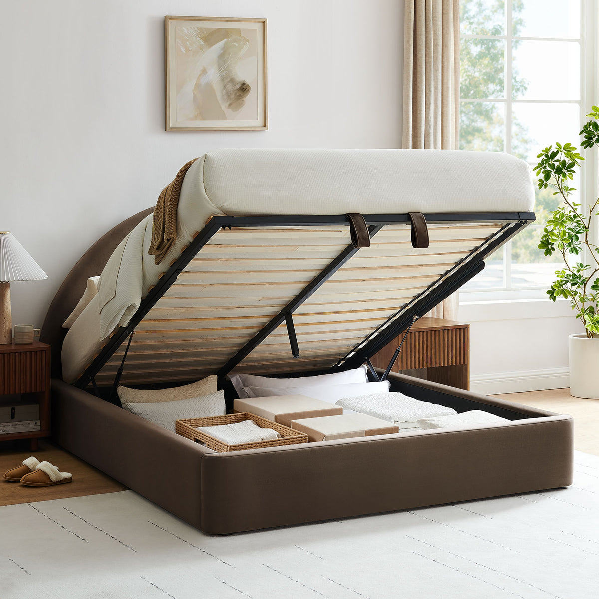 Resort Queen Arched Performance Velvet Storage Platform Bed Frame by Modway