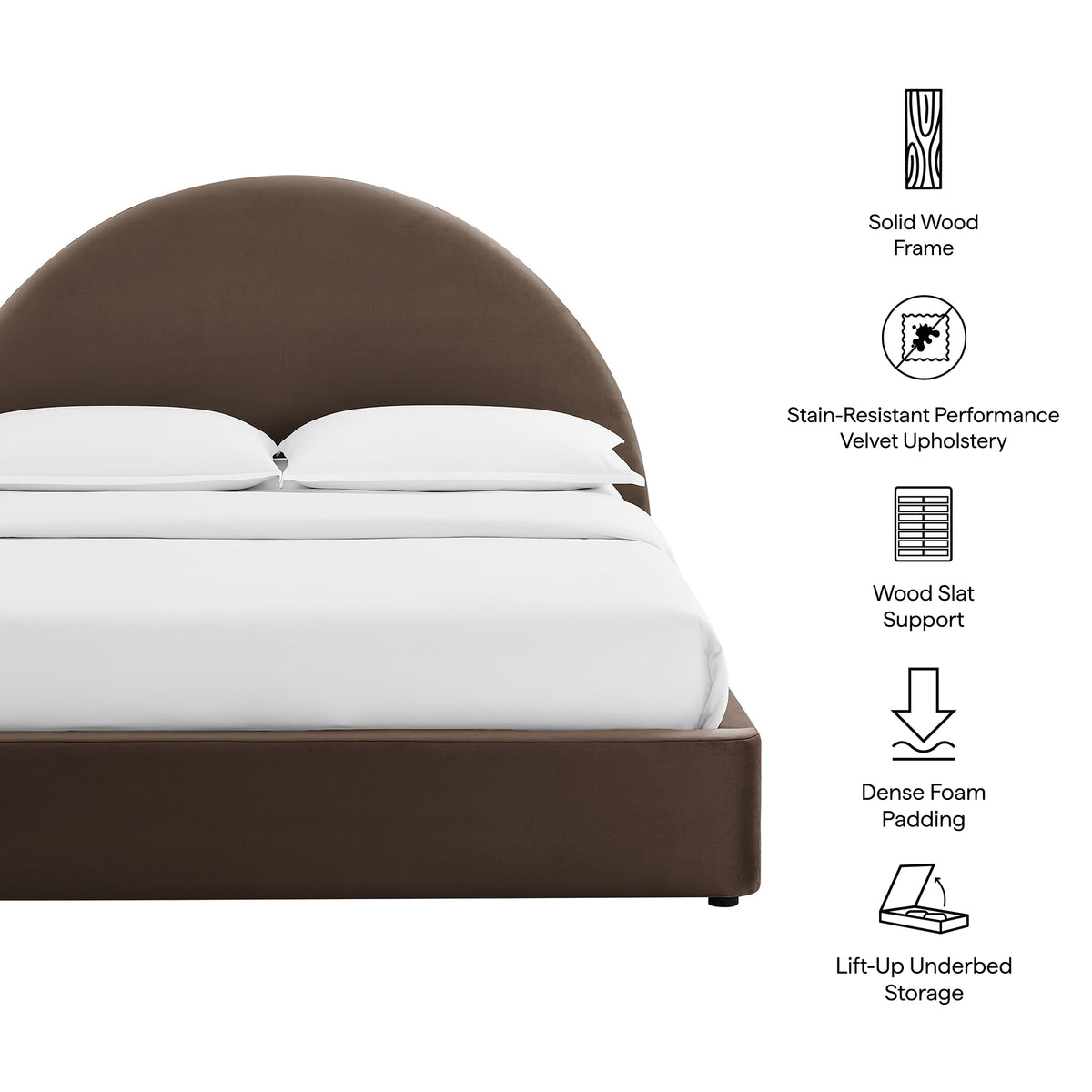 Resort Queen Arched Performance Velvet Storage Platform Bed Frame by Modway