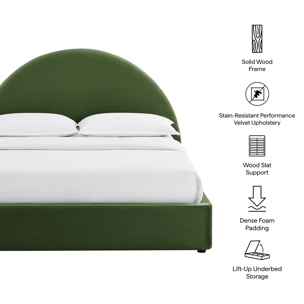 Resort Queen Arched Performance Velvet Storage Platform Bed Frame by Modway