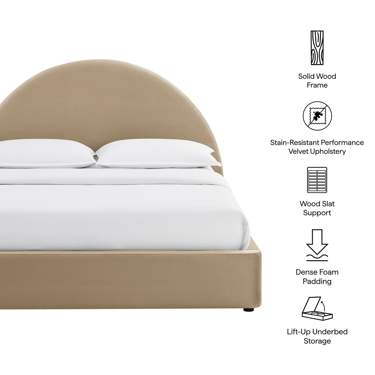 Resort Queen Arched Performance Velvet Storage Platform Bed Frame by Modway