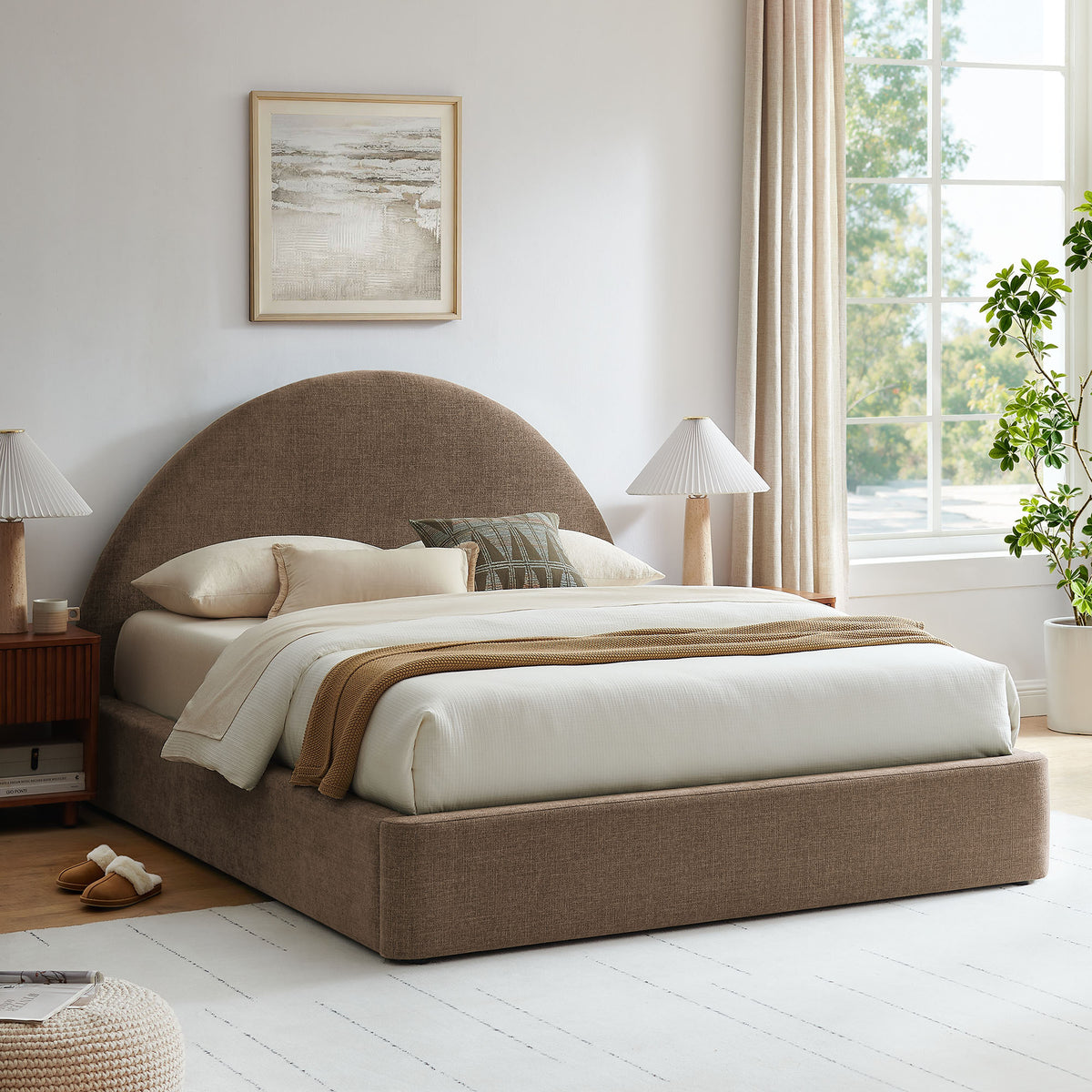 Resort Queen Arched Upholstered Fabric Storage Platform Bed Frame by Modway
