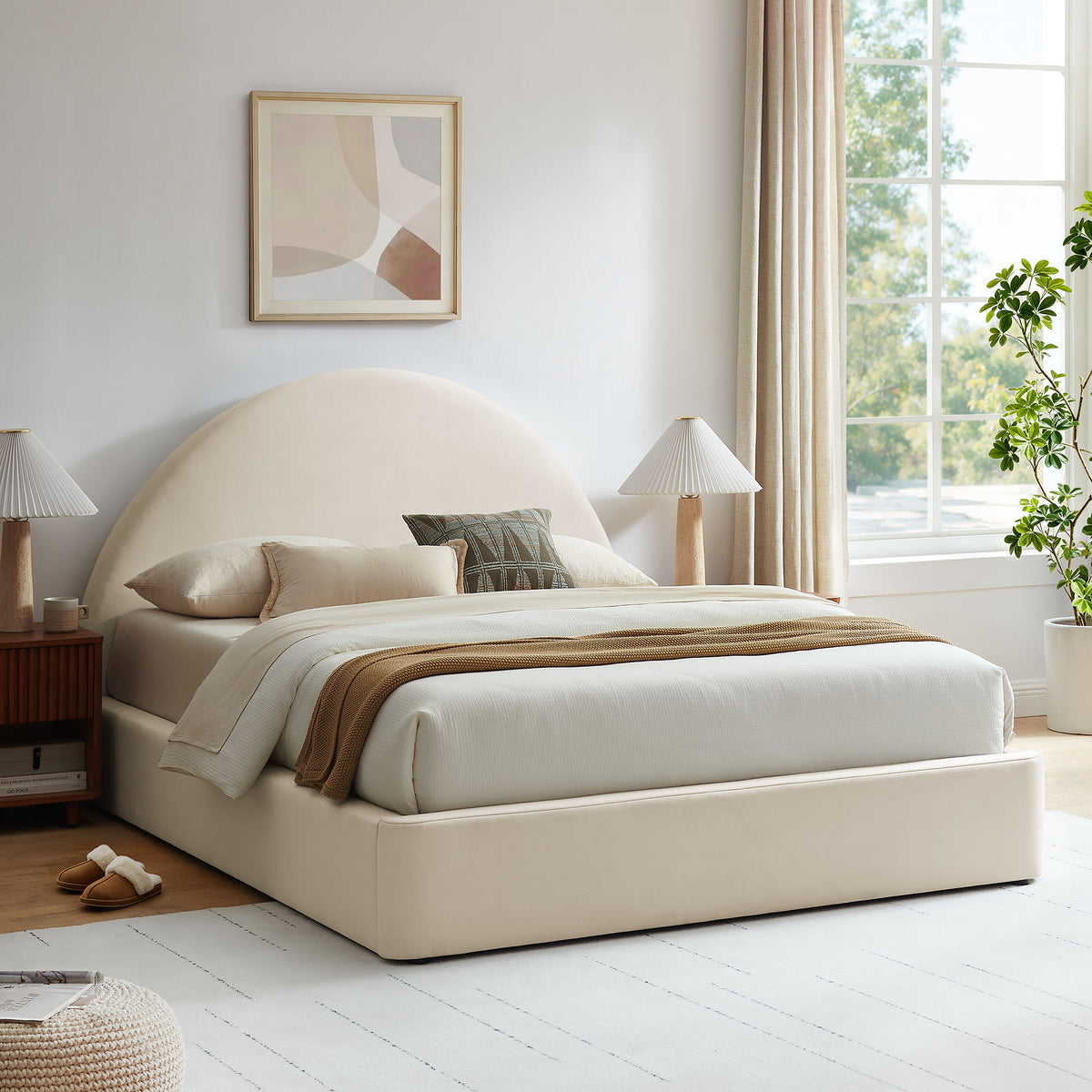 Resort King Arched Performance Velvet Storage Platform Bed Frame by Modway