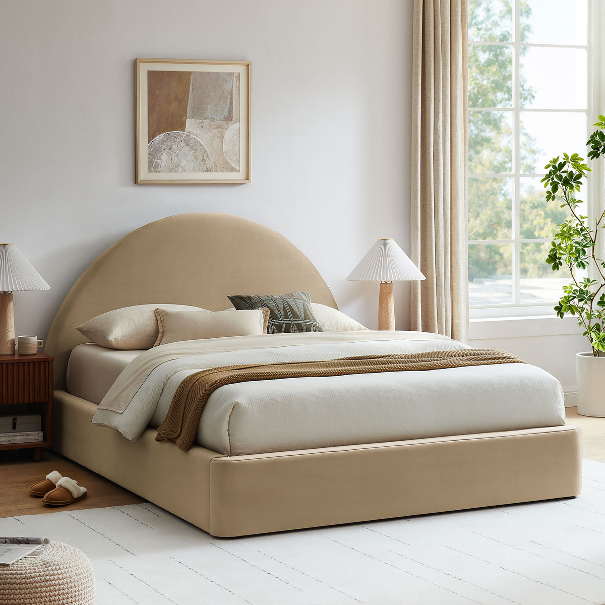 Resort King Arched Performance Velvet Storage Platform Bed Frame by Modway
