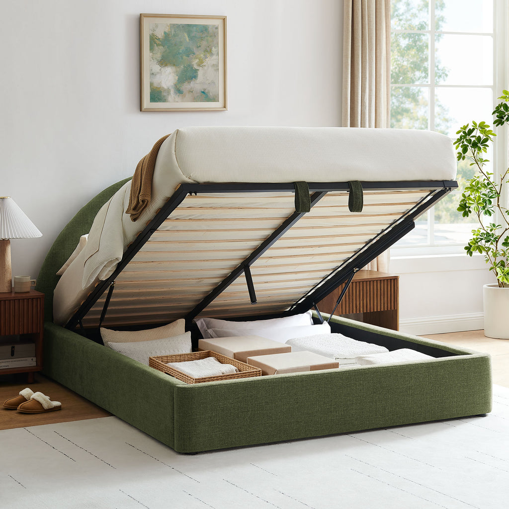 Resort King Arched Upholstered Fabric Storage Platform Bed Frame by Modway