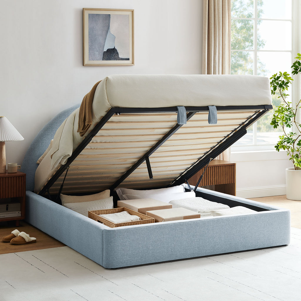 Resort King Arched Upholstered Fabric Storage Platform Bed Frame by Modway