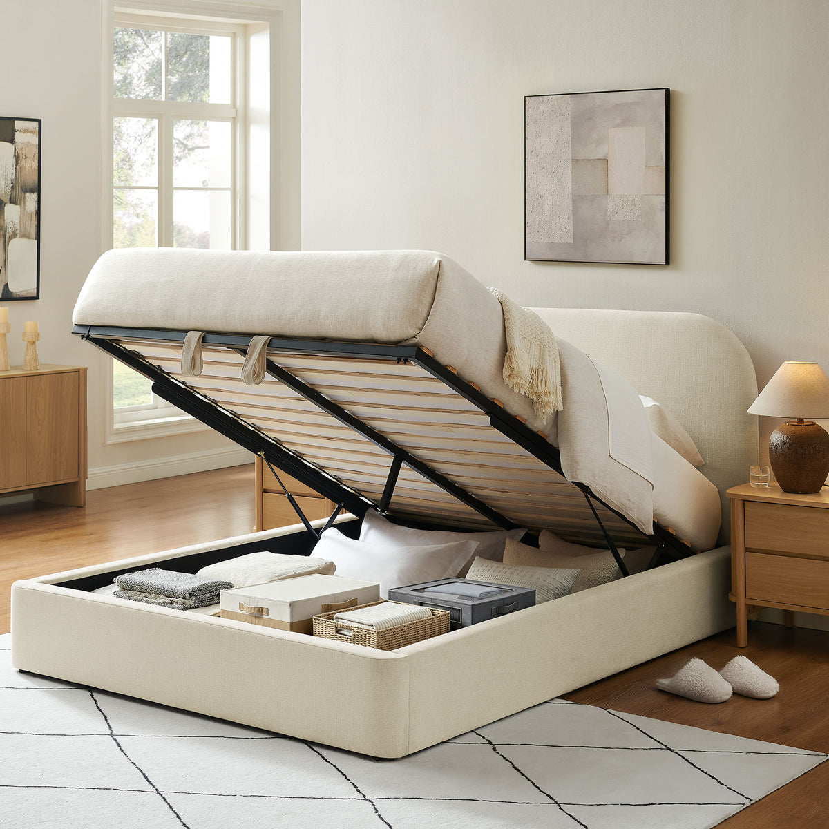 Keynote Full Fabric Upholstered Storage Platform Bed Frame by Modway
