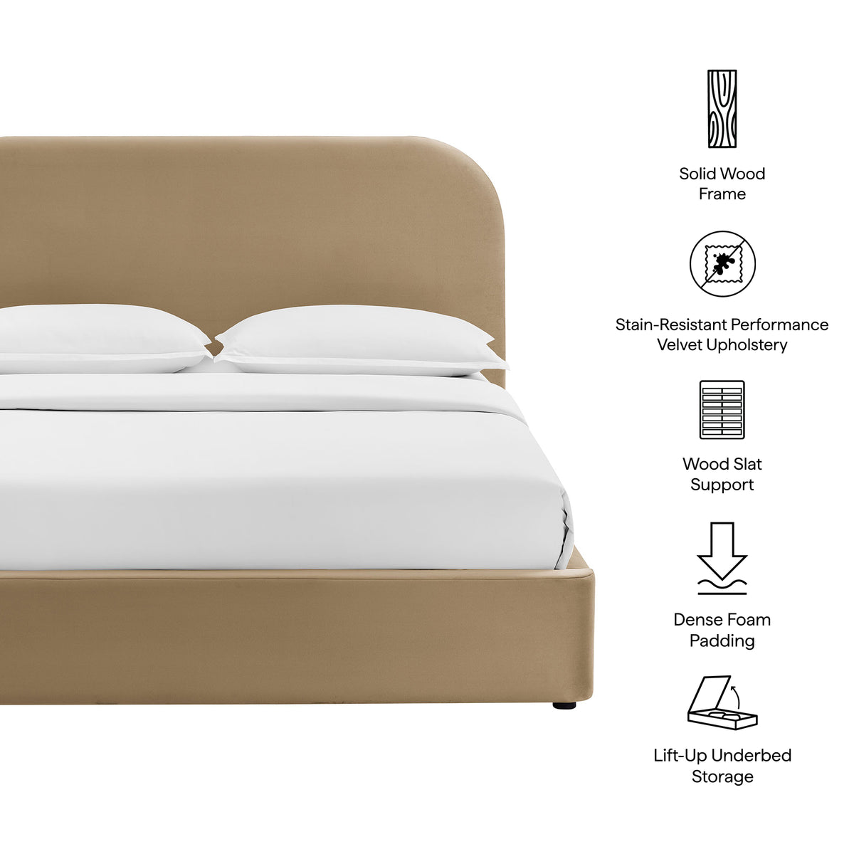 Keynote Queen Performance Velvet Storage Platform Bed Frame by Modway