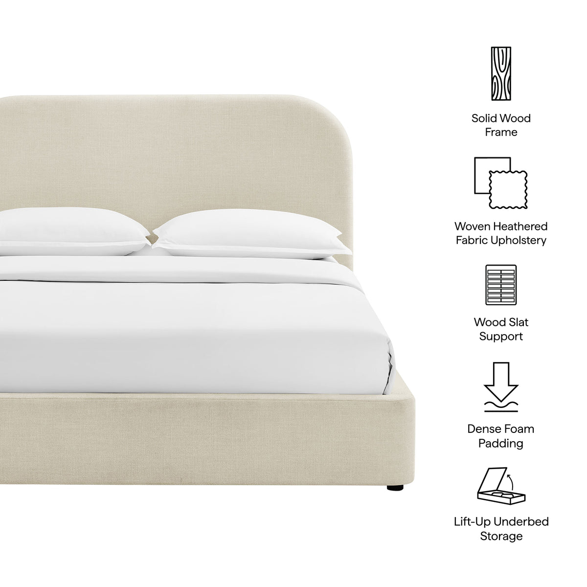 Keynote Queen Fabric Upholstered Storage Platform Bed Frame by Modway