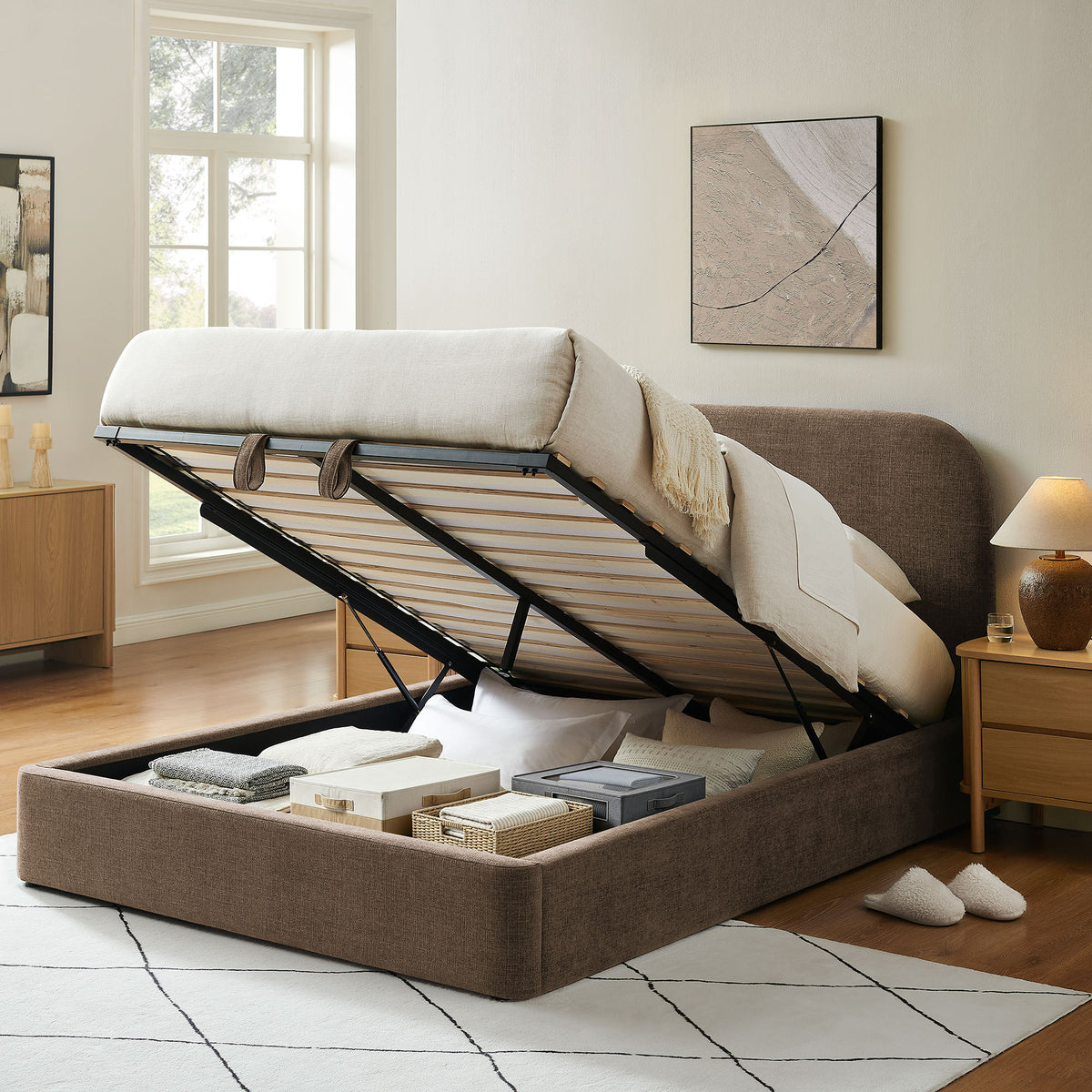 Keynote Queen Fabric Upholstered Storage Platform Bed Frame by Modway