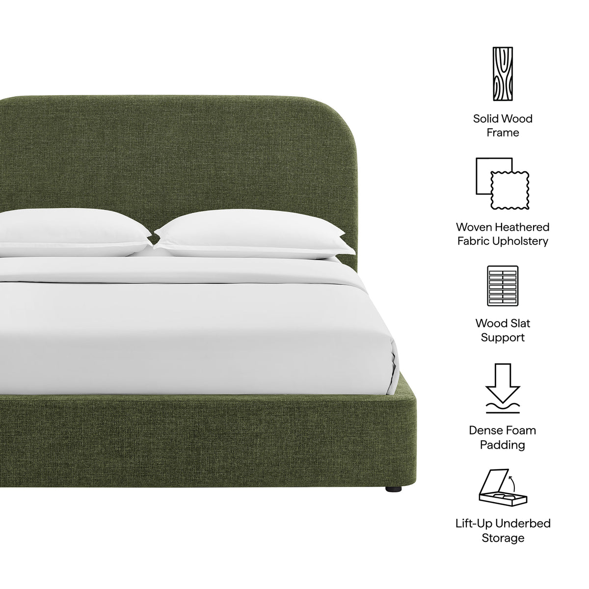 Keynote King Fabric Upholstered Storage Platform Bed Frame by Modway