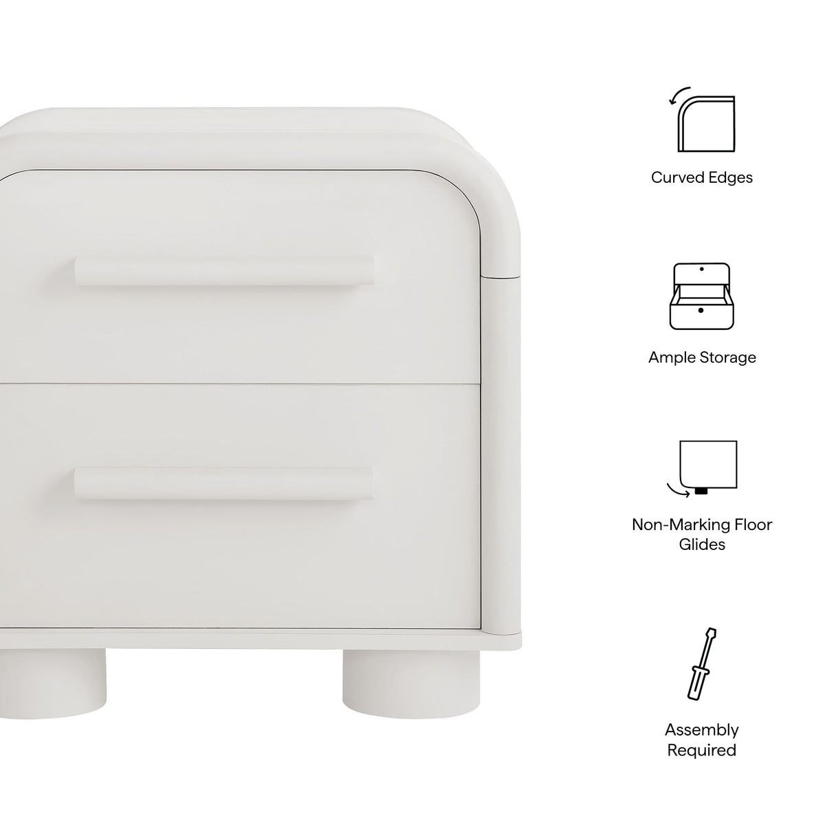 Bellamy Curved 2-Drawer Nightstand by Modway
