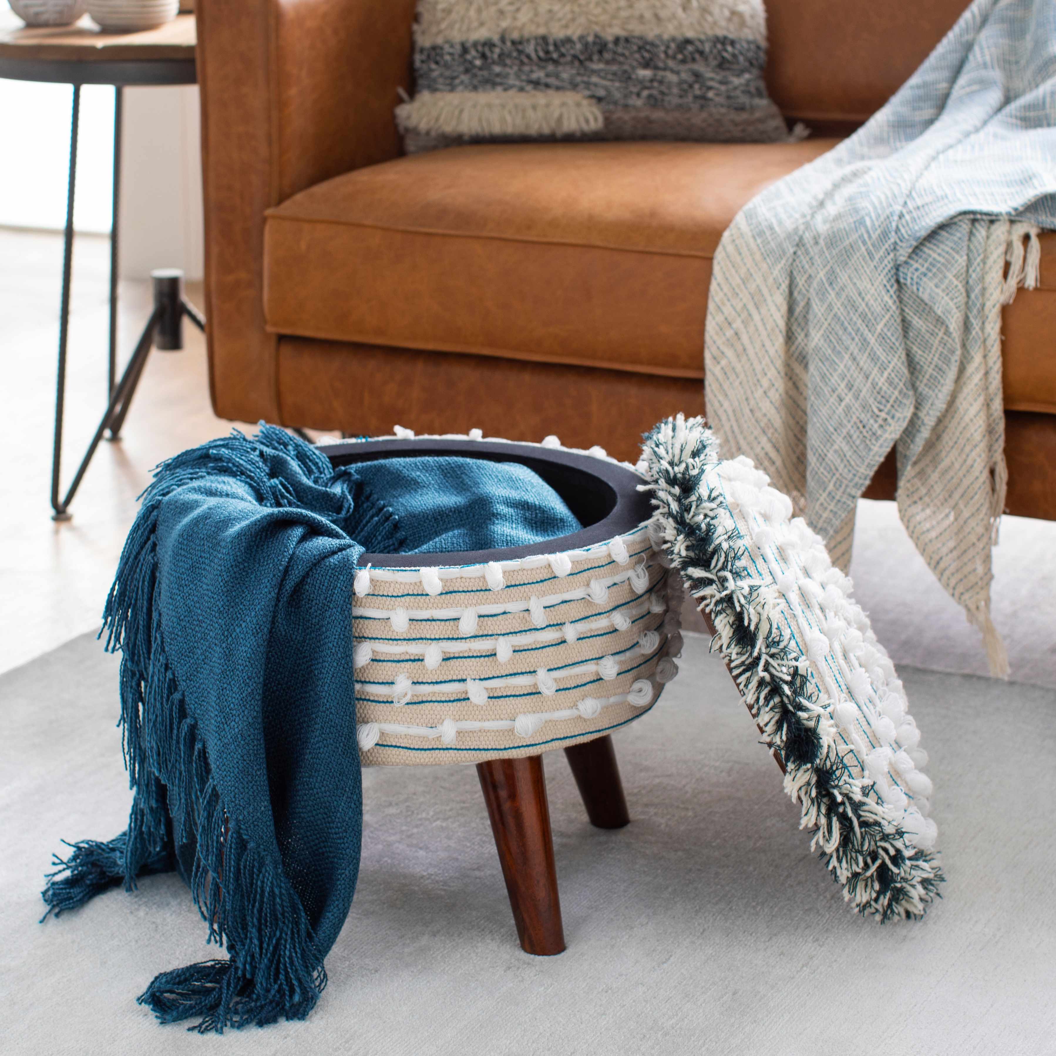 Matagami Beige Hand Woven Stool - Clearance
