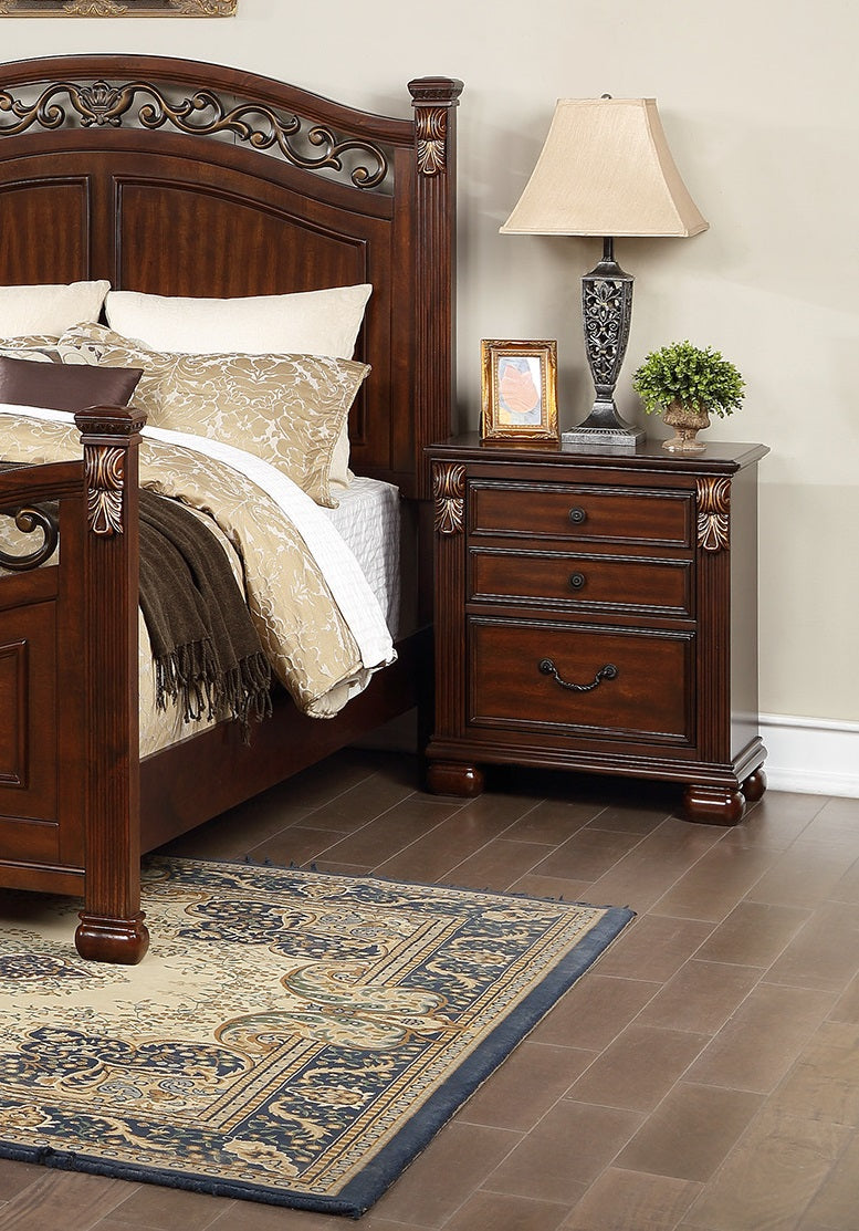 Luxurious Queen Size Bed 2x Nightstands 3pc Bedroom Set