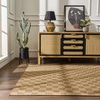 Kuval Checkered Brown Outdoor Rug