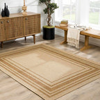 Isoko Bordered Faux Jute Outdoor Rug