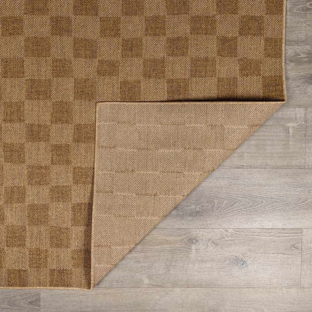 Kuval Checkered Brown Outdoor Rug