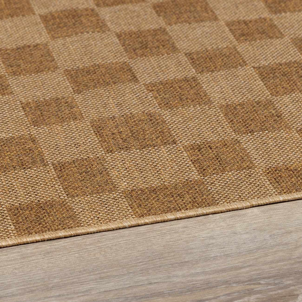 Kuval Checkered Brown Outdoor Rug