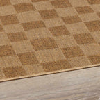 Kuval Checkered Brown Outdoor Rug