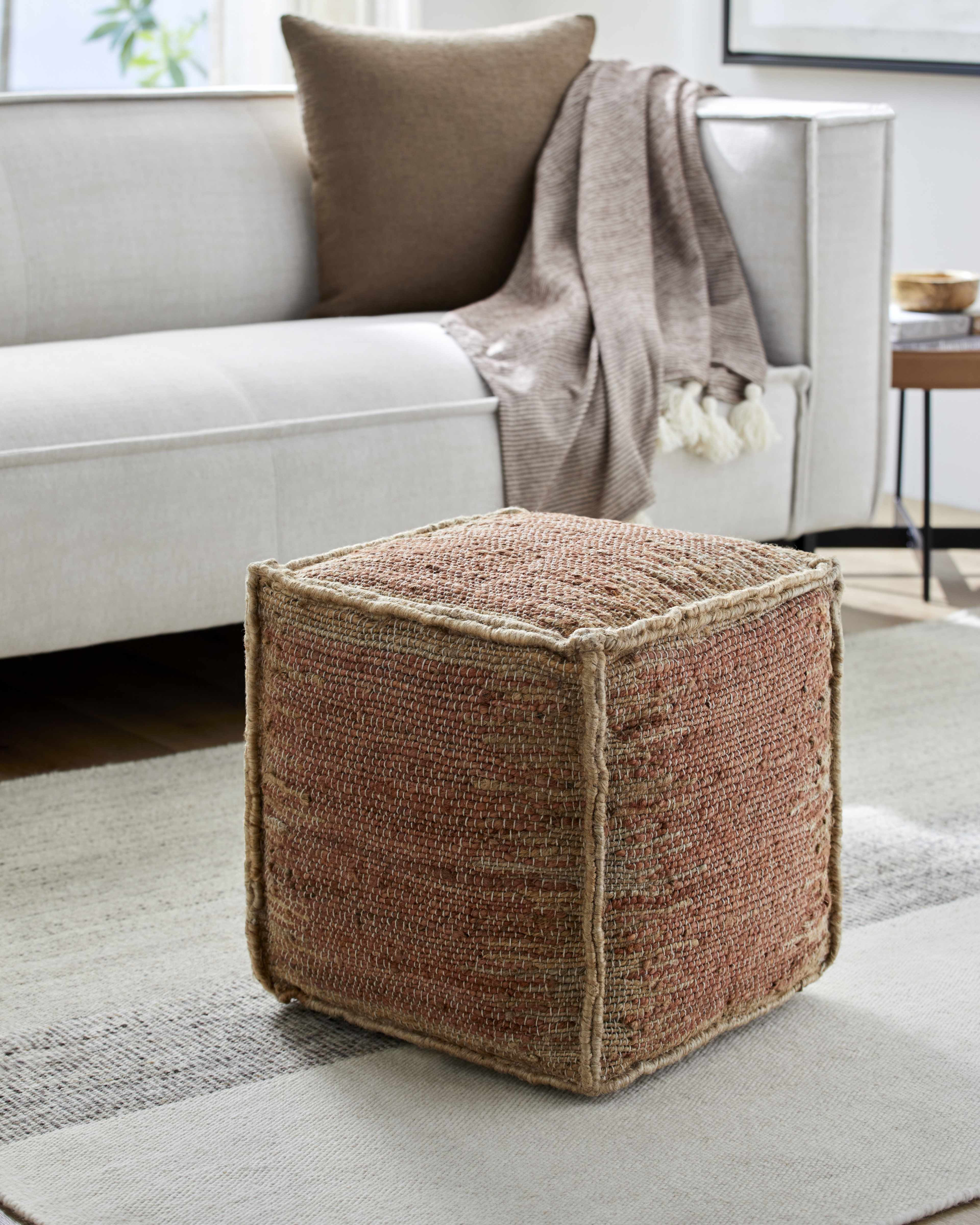 Rhuddlan Jute Rust Pouf