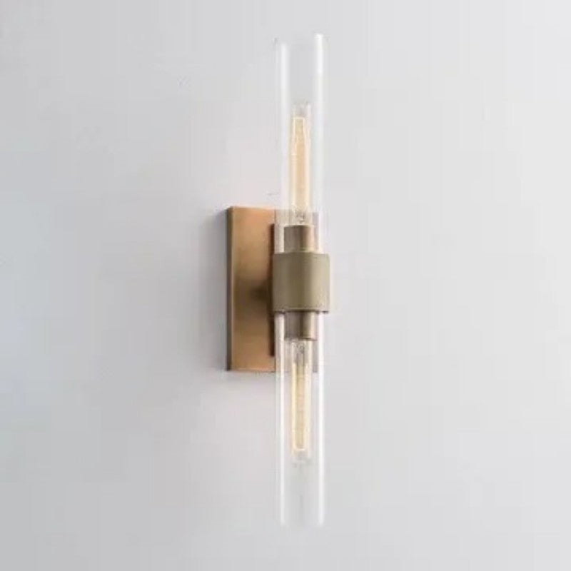 23" Brass Glass Wall Sconce 2-Light E12 Modern Vanity Light