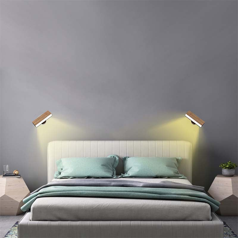 Rechargeable Wall Sconce with Remote Control – Adjustable Brightness Wood Wall Light for Versatile Lighting
