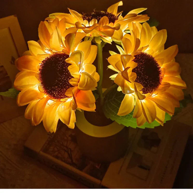 Sunflower LED Night Light USB Rechargeable Bedside Table Lamp Kids Room Decor