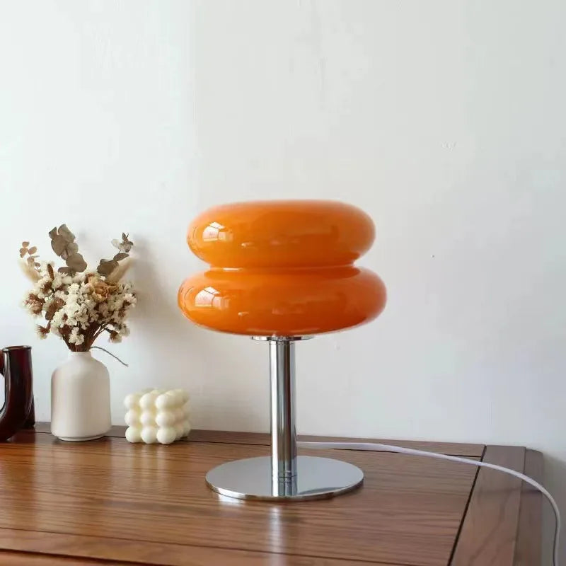 Macaron Glass Table Lamp 3-Color Dimmable LED Bedside Light for Bedroom Décor